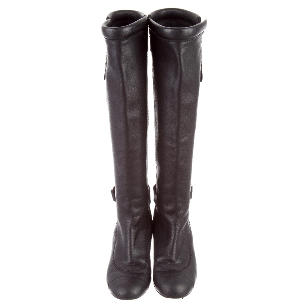Authentic Chanel Cap Toe Knee High Boots